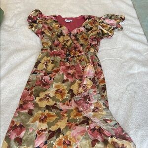Nicole Miller Floral Maxi Dress in Pink and Green